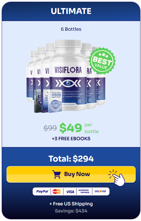VisiFlora 3 bottle package with free bonuses for long-term eye health and clear vision support